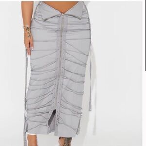 Elegant Gray Strappy Skirt